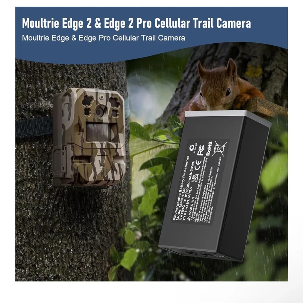 Rechargeable Battery for Moultrie Edge Series Trail Cameras, 5000mAh 54Wh
